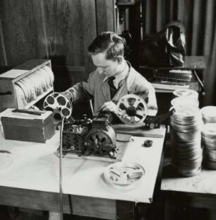 Unterrichtsfilmsammlung, Technischer Dienst, Mitarbeiter, Sächsische Landesbildstelle, um 1937