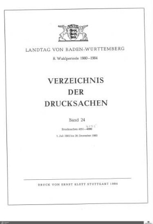 139: Landtag Baden-Württemberg, Beilagen, 1983, Bd. 24,1