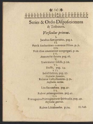 Series & Ordo Dispositionum & Tribuum.