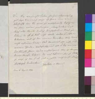 Brief von Stein, Charlotte von an Goethe, Johann Wolfgang von