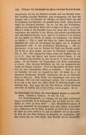 318-320 [Rezension] Tillmann, Fritz, Die Frömmigkeit des Herrn und seines Apostels Paulus