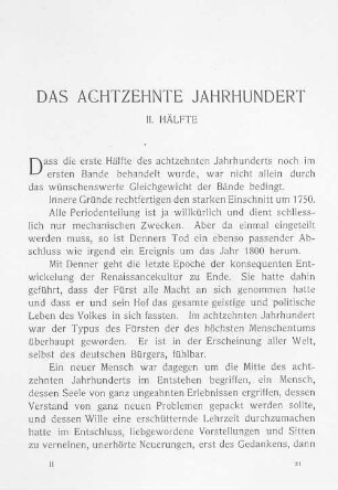 Das achtzehnte Jahrhundert, II.Hälfte