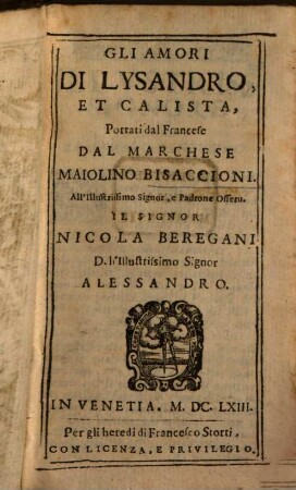 Gli amori di Lysandro et Calista