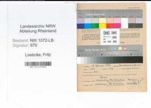 Entnazifizierung Fritz Loebcke , geb. 12.02.1894 (Vertreter)