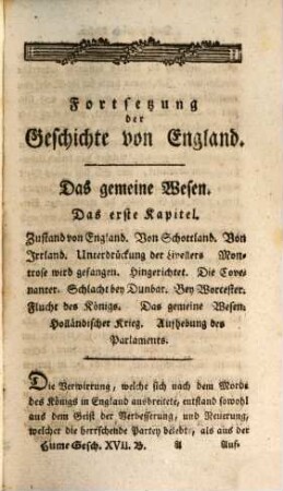 David Hume, Esq. Geschichte von Großbritannien : Aus dem Englischen übersetzt, 17. Das gemeine Wesen