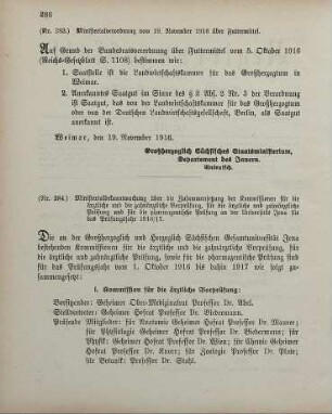 Nr. 283: Ministerialverordnung vom 19. November 1916 über Futtermittel