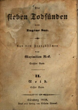 Die sieben Todsünden. 2,1, Bd.2 Neid ; Friedrich Bastien, Bd. 1