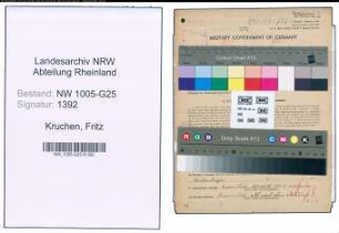 Entnazifizierung Fritz Kruchen , geb. 01.08.1909 (Vertreter)