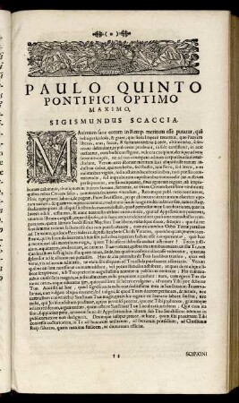 Paulo Quinto Pontifici Optimo Maximo, Sigismundus Scaccia.