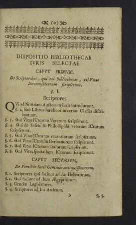 Dispositio Bibliothecae iuris selectae