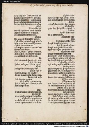 Biblia : [Gutenbergbibel] ; [1-2], [3]. Tabula rubricarum