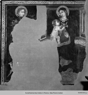 Fresko mit mehreren Madonnendarstellungen und Heiligen