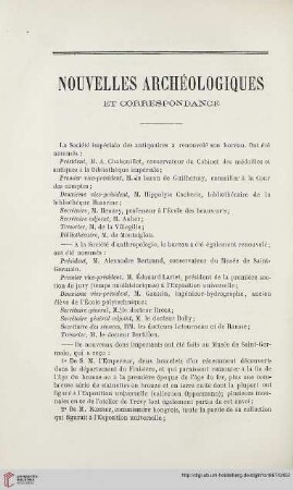 Nouvelles archéologiques et correpondance