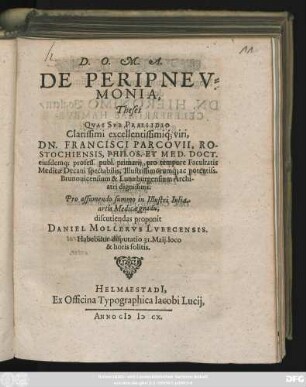 De Peripneumonia, : Theses