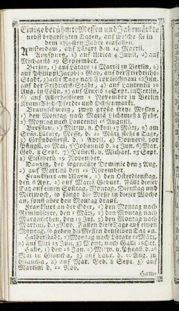Einige berühmte Messen und Jahrmärkte[...]