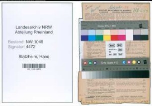 Entnazifizierung Hans Blatzheim , geb. 09.06.1872 (Anwalt)