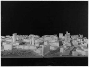 Gutachten Victoria City Areal, 1. Phase (nicht realisiert) – Luftbild Modell. Berlin-Charlottenburg, Kranzler-Eck/Kurfürstendamm/Joachimsthaler Straße/Kantstraße