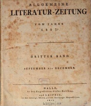 Allgemeine Literatur-Zeitung : ALZ ; auf das Jahr .... 1817, 3