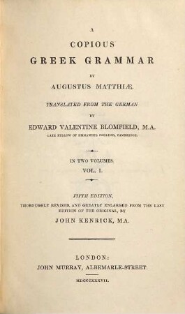 A copious Greek grammar : in two volumes, 1