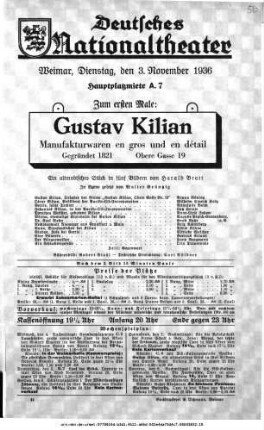 Gustav Kilian Manufakturwaren en gros und en détail Gegründet 1821 Obere Gasse 19