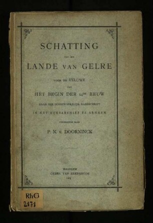 Schatting van den lande van Gelre voor de Veluwe van het begin der 14de eeuw