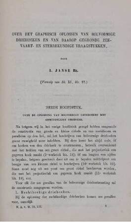 Over het graphisch oplossen van bolvormige driehoeken en van daarop gegronde zeevaart- en sterrekundige vraagstukken. [Fortsetzung]