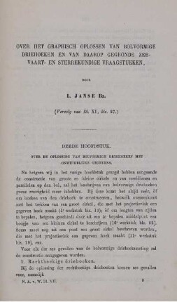 Over het graphisch oplossen van bolvormige driehoeken en van daarop gegronde zeevaart- en sterrekundige vraagstukken. [Fortsetzung]