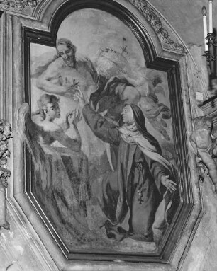 Die heilige Theresia von Ávila bittet Christus um die Vergebung der Sünden für die Seelen im Purgatorium