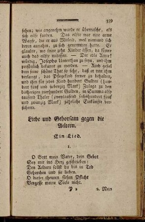 Liebe und Gehorsam gegen die Aeltern