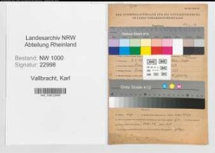 Entnazifizierung Karl Vallbracht, geb. 08.01.1905 (Verw.Angest.)