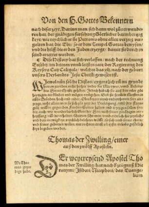 Thomas der Zwilling/ einer auß den zwölff Aposteln.