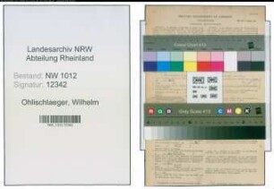 Entnazifizierung Wilhelm Ohlischlaeger , geb. 11.01.1904 (Kaufmann)