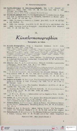 II. Künstlermonographien (Nr. 901 - 1368)