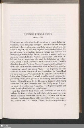 Grundsteinlegung : 1806–1808