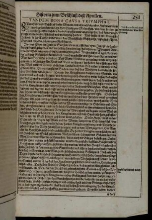 Historia zum Beschluß deß Aprillen.