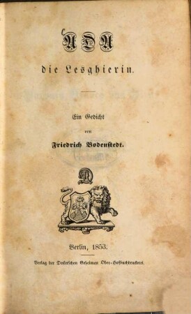 Ada, die Lesghierin : ein Gedicht