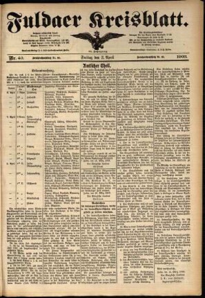 Zweite Ausgabe vom Freitag, den 03. April 1903.