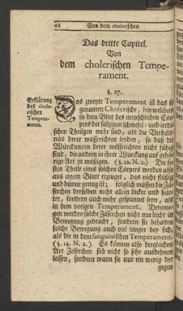 Das dritte Capitel. Von dem cholerischen Temperament
