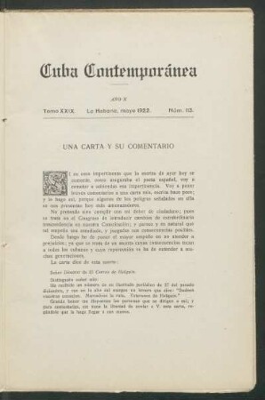 Una carta y su comentario