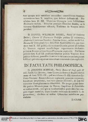 In Facultate Philosophica