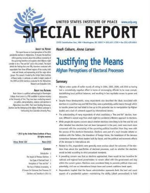Justifying the means : Afghan perceptions of electoral processes