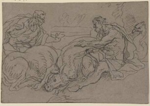 Ungedeutete Szene (Prometheus versucht Zeus über die Opfergaben der Menschen zu täuschen?)