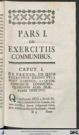 Pars I. De Exercitiis Communibus.