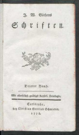 Bd. 3: J. W. Göthens Schriften