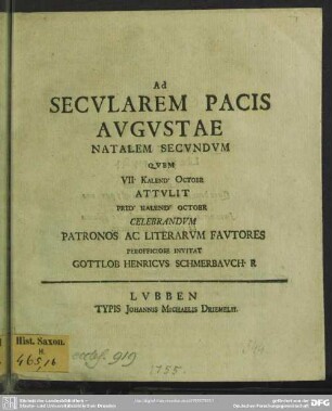 Ad Secularem Pacis Augustae Natalem Secundum