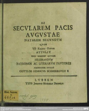 Ad Secularem Pacis Augustae Natalem Secundum