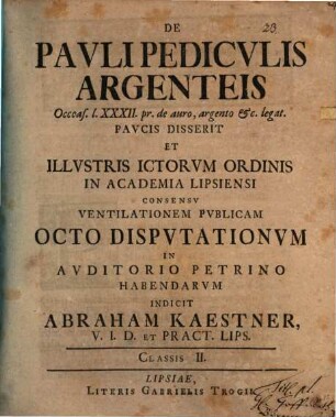 De Pauli pediculis argenteis ...
