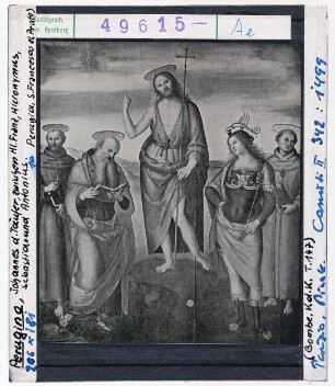 Pietro Perugino: Johannes der Täufer und die heiligen Franziskus, Sebastian und Antonius. Perugia, S. Francesco al Prato