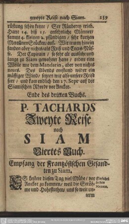 Viertes Buch. Empfang der Frantzösischen Gesandten zu Siam