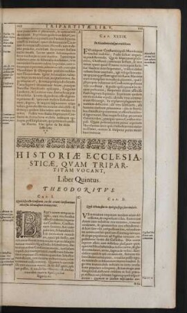 Historiae Ecclesiasticae Quam Tripartitam Vocant, Liber Quintus.